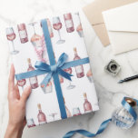 Elegante Watercolor Weinflaschen Rosé Rosa Geschenkpapier<br><div class="desc">Dieses wunderschöne,  minimalistisch verpackte Papier zeichnet sich durch ein Muster aus rosa Weinflaschen und Weingläsern aus. Es ist die perfekte Kalkverpackung für Weinliebhaber,  Weihnachten und Brautparty.</div>