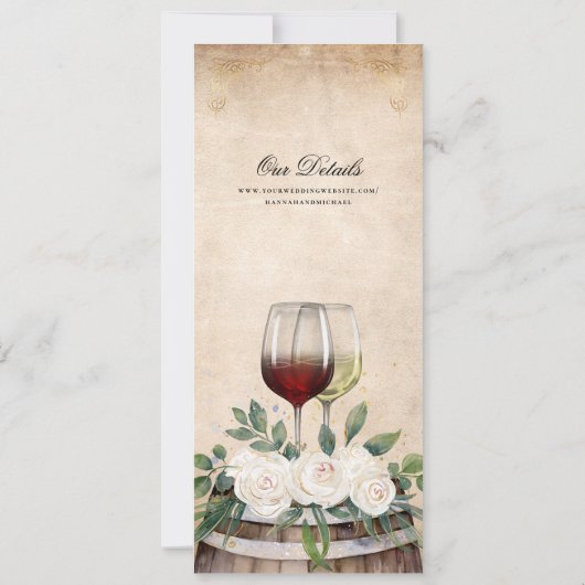 Elegante Watercolor Weingarten Hochzeit Save The Date (Rückseite)
