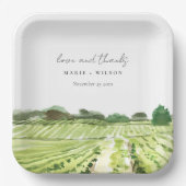 Elegante Watercolor Weinkeller Weinkultur und Erde Pappteller (Vorderseite)