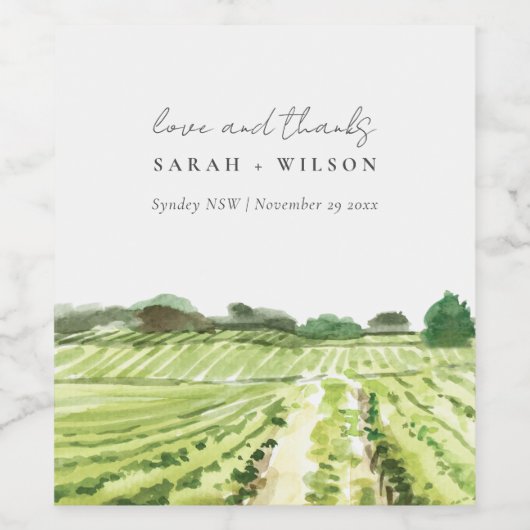 Elegante Watercolor Weinkeller Weinkultur und Erde Weinetikett (Einzelnes Label)