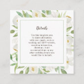 Elegante Watercolor Weiße Blütenhochzeit Details Begleitkarte (Vorderseite)