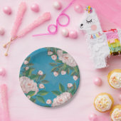 Elegante Watercolor White Floral Peonies Blume Pappteller (Party)