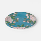 Elegante Watercolor White Floral Peonies Blume Pappteller (Schrägansicht)