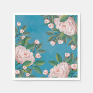 Elegante Watercolor White Floral Peonies Blume Serviette