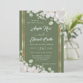 Elegante Watercolor White Florals Wedding Save The Date (Stehend Vorderseite)
