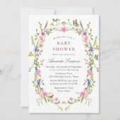 Elegante Watercolor Wild Blume Kinderdusche Einladung (Vorderseite)