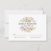Elegante Watercolor Wild Blume Wedding RSVP Card Karte (Vorderseite)