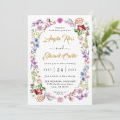 Elegante Watercolor Wild Floral Wedding Einladung (Stehend Vorderseite)