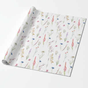 Elegante Watercolor Wildblume Garden Geschenkpapier