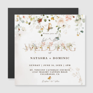 Elegante Watercolor Wildblume Garden Magnetkarte
