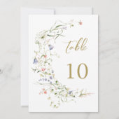 Elegante Watercolor Wildblume Hochzeit Tischnummer (Rückseite)