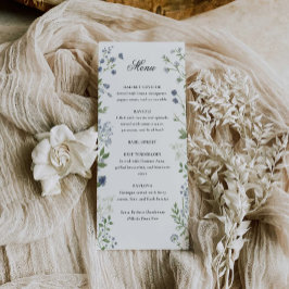 Elegante Watercolor Wildblume Wedding Menu Card Menükarte