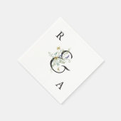 Elegante Watercolor Wildblume Wedding Monogram Serviette (Ecke)