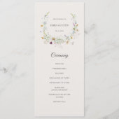 Elegante Watercolor Wildblume Wreath Beige Wedding Programm (Vorderseite)