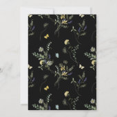 Elegante Watercolor Wildblumen Black Wedding Einladung (Rückseite)