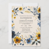 Elegante Watercolor Wildblumen Blumenhochzeit Einladung (Vorderseite)