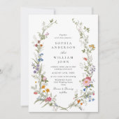 Elegante Watercolor Wildblumen Blumenhochzeit Einladung (Vorderseite)