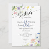 Elegante Watercolor Wildblumen Rainbow Wedding Einladung (Vorderseite)