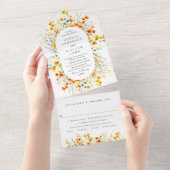 Elegante Watercolor Wilde Blume Blumenzehen All In One Einladung (Abreißen)