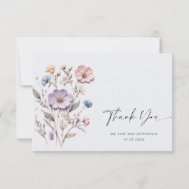 Elegante Watercolor Wilde Blume Blumenzehen Dankeskarte