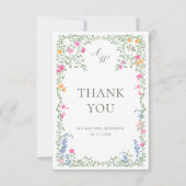 Elegante Watercolor Wilde Blume Blumenzehen Dankeskarte (Vorderseite)