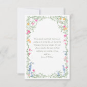 Elegante Watercolor Wilde Blume Blumenzehen Dankeskarte (Rückseite)