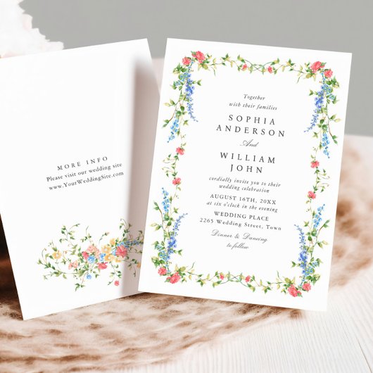 Elegante Watercolor Wilde Blume Blumenzehen Einladung