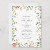 Elegante Watercolor Wilde Blume Blumenzehen Einladung (Vorderseite)