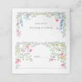 Elegante Watercolor Wilde Blume Blumenzehen Platzkarte (Außenseite Aufgefaltet)