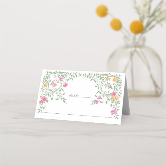 Elegante Watercolor Wilde Blume Blumenzehen Platzkarte (Vorderseite)