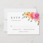 Elegante Watercolor Wilde Blume Blumenzehen RSVP Karte (Vorderseite)