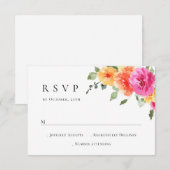 Elegante Watercolor Wilde Blume Blumenzehen RSVP Karte (Vorne/Hinten)