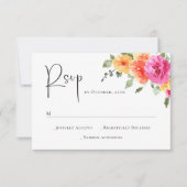 Elegante Watercolor Wilde Blume Blumenzehen RSVP Karte (Vorderseite)