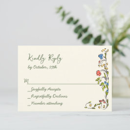 Elegante Watercolor Wilde Blume Blumenzehen RSVP Karte