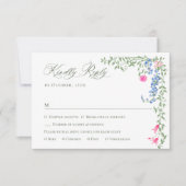 Elegante Watercolor Wilde Blume Blumenzehen RSVP Karte (Vorderseite)