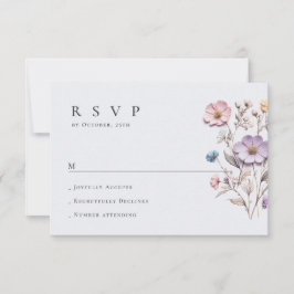 Elegante Watercolor Wilde Blume Blumenzehen RSVP Karte