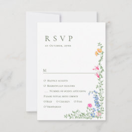 Elegante Watercolor Wilde Blume Blumenzehen RSVP Karte
