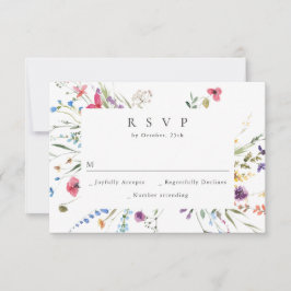 Elegante Watercolor Wilde Blume Blumenzehen RSVP Karte
