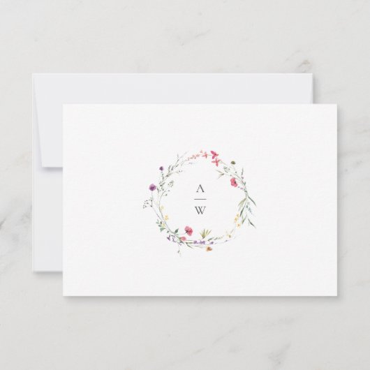 Elegante Watercolor Wilde Blume Blumenzehen RSVP Karte (Rückseite)