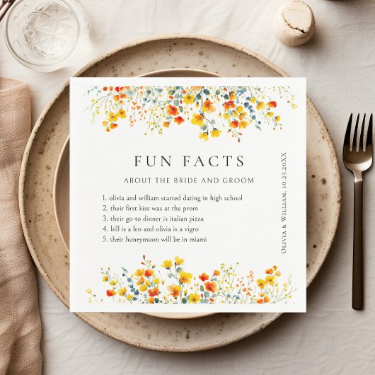 Elegante Watercolor Wilde Blume Blumenzehen Serviette