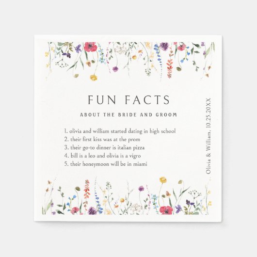 Elegante Watercolor Wilde Blume Blumenzehen Serviette (Vorderseite)