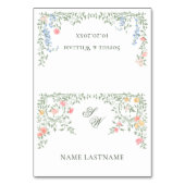 Elegante Watercolor Wilde Blume Blumenzehen Tischnummer (Vorderseite)