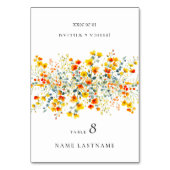Elegante Watercolor Wilde Blume Blumenzehen Tischnummer (Vorderseite)