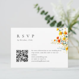 Elegante Watercolor Wilde Blume Blumenzwiebeln QR RSVP Karte