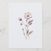 Elegante Watercolor Wilde Blume Hochzeitsessen Menükarte (Rückseite)