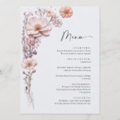 Elegante Watercolor Wilde Blume Hochzeitsessen Menükarte (Vorderseite)