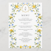 Elegante Watercolor Wilde Blume Hochzeitsessen Menükarte (Vorderseite)