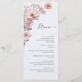 Elegante Watercolor Wilde Blume Hochzeitsessen Menükarte (Vorderseite)