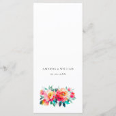 Elegante Watercolor Wilde Blume Hochzeitsessen Menükarte (Rückseite)
