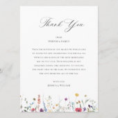 Elegante Watercolor Wilde Blume Hochzeitsessen Menükarte (Rückseite)